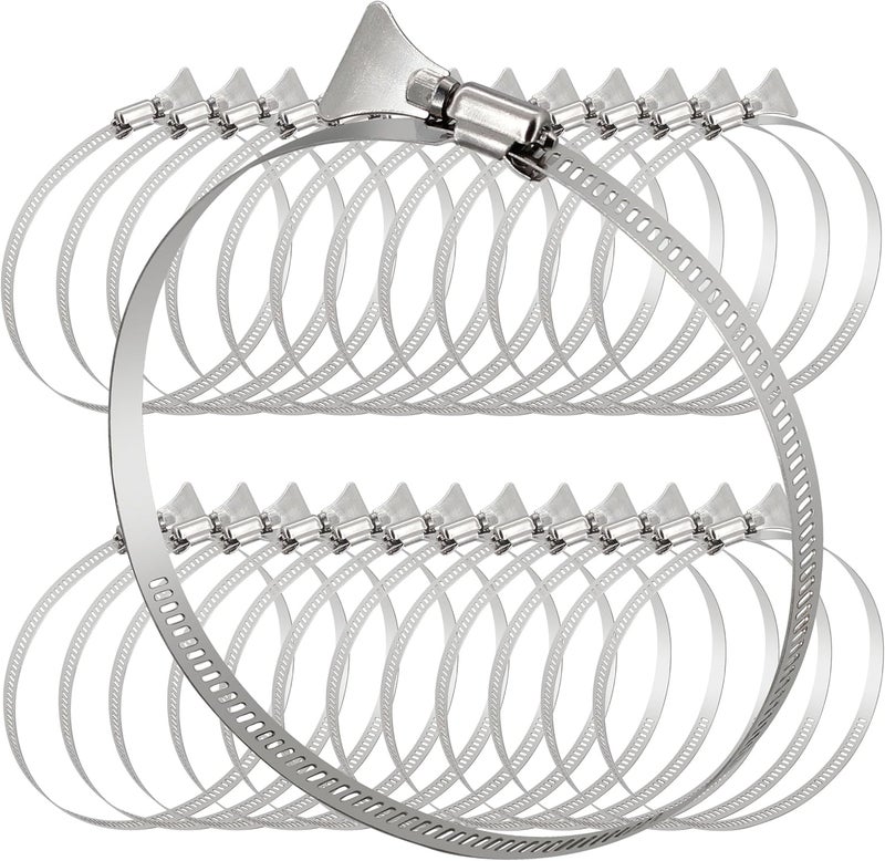 Silrubsups 25 Piece Dryer Hose Clamp 6 Inch Stainless Steel Duct Clamps Thumb Screw Worm Gear Adjustable Clamp (25, 6 Inch) - Image 1